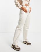 Weekday Rowe Organic Cotton High Waist Straight Leg Jeans In Tinted Ecru-neutral