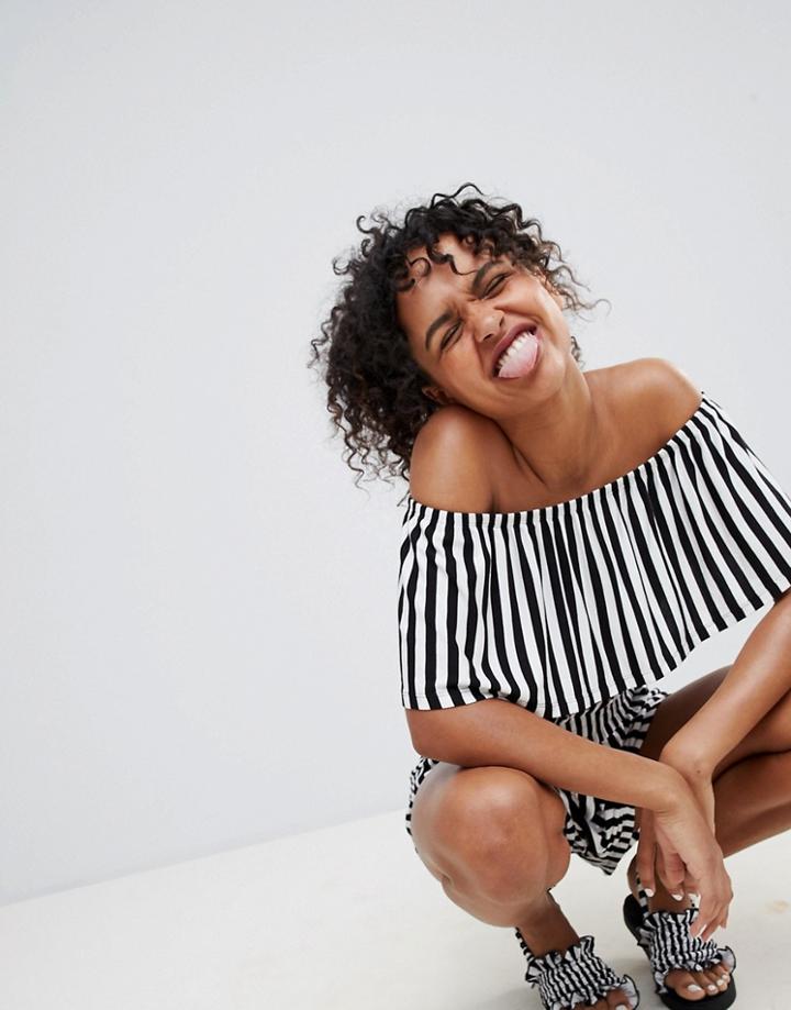 Monki Off The Shouler Stripe Beach Top - Multi