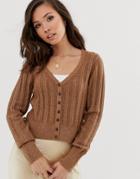 Abercrombie & Fitch Knit V-neck Cardigan-brown