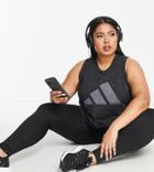 Adidas Training Plus 3 Bar Tank Top In Black