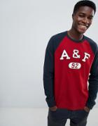 Abercrombie & Fitch Tech Plated Logo Long Sleeve Top In Red - Red