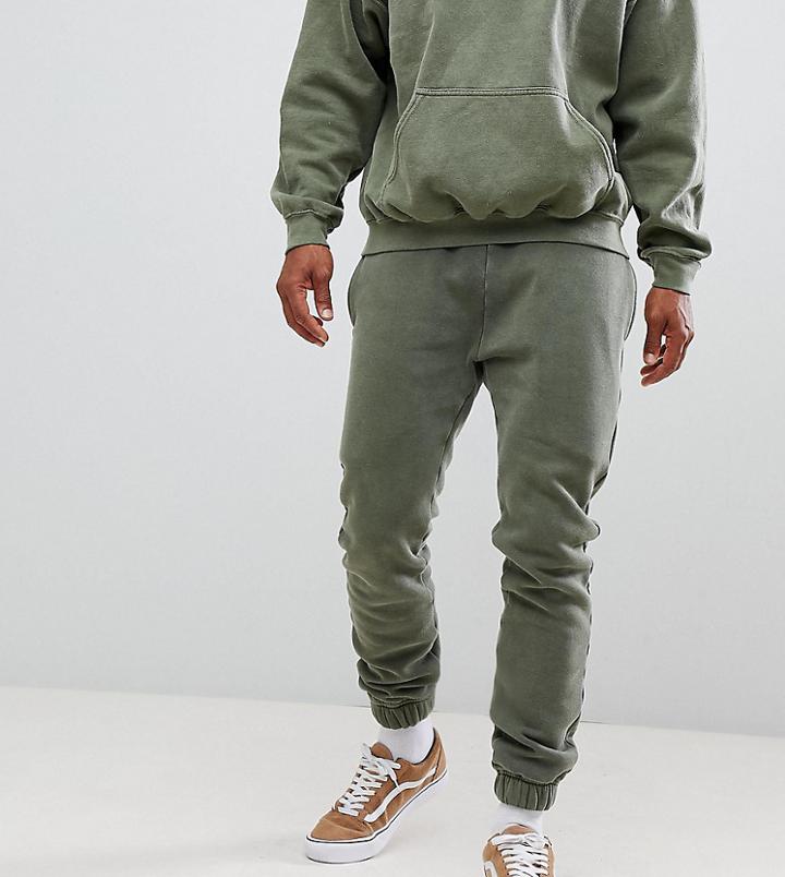 Reclaimed Vintage Inspired Overdye Jogger In Khaki - Green