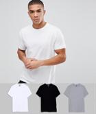 Asos Design Relaxed Fit T-shirt With Crew Neck 3 Pack Save - Multi