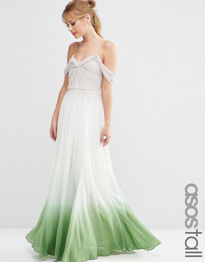 Asos Tall Salon Ombre Ruched Maxi Dress - Multi