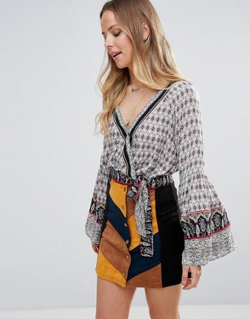 Lunik Printed Top - Gray