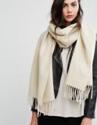 Asos Supersoft Long Woven Scarf With Tassels - Cream