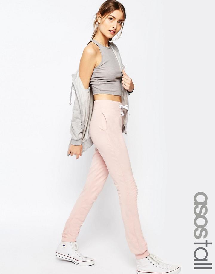Asos Tall Lightweight Joggers With Contrast Tie - Dusky Pink