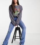 Only Tall Royal Kickflare Jeans In Distressed Medium Blue-blues