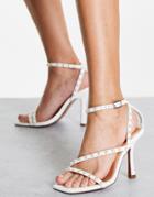Asos Design Network Embellished High Heeled Sandals In White