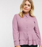 Verona Curve Long Sleeve Shirt With Frill Hem In Dusty Rose