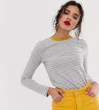 Warehouse Top With Contrast Neck In Stripe - Multi