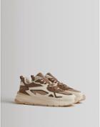 Bershka Sneakers In Cream And Brown-multi