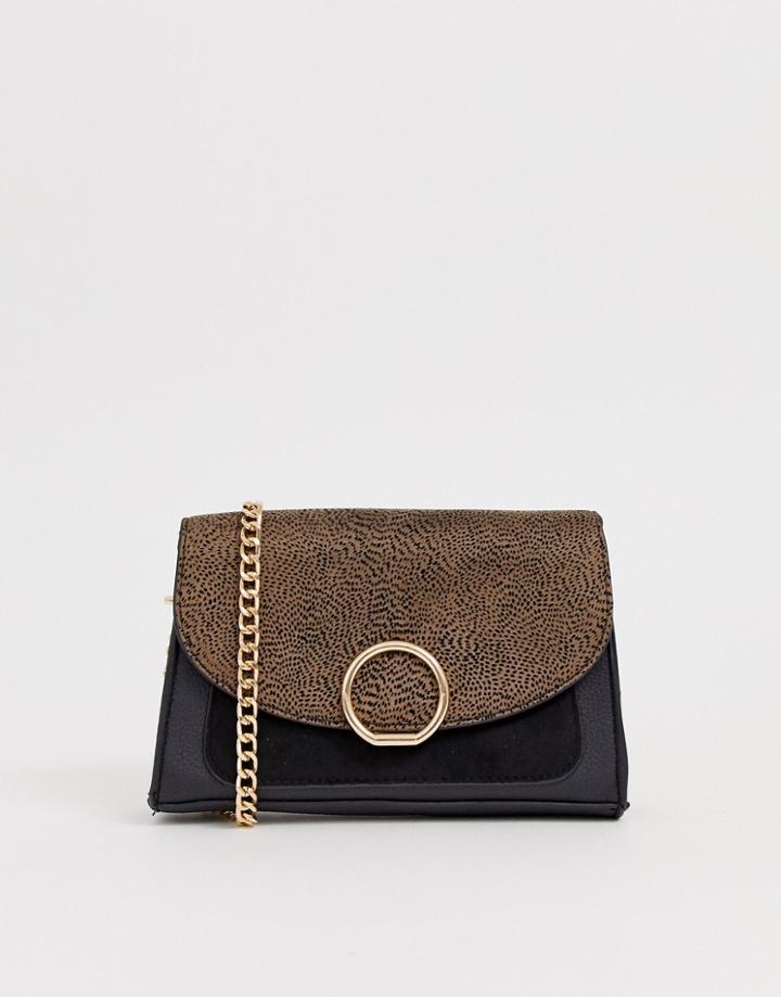 New Look Ring Detail Cross Body Bag In Cheetah - Brown
