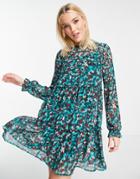 Monki Recycled Polyester Organza Layered Mini Dress In Floral Print-multi