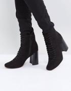 Asos Evonna Lace Up Heeled Ankle Boots - Black