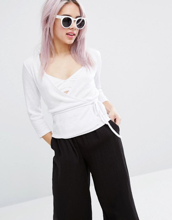 Monki Wrap Front Top - White