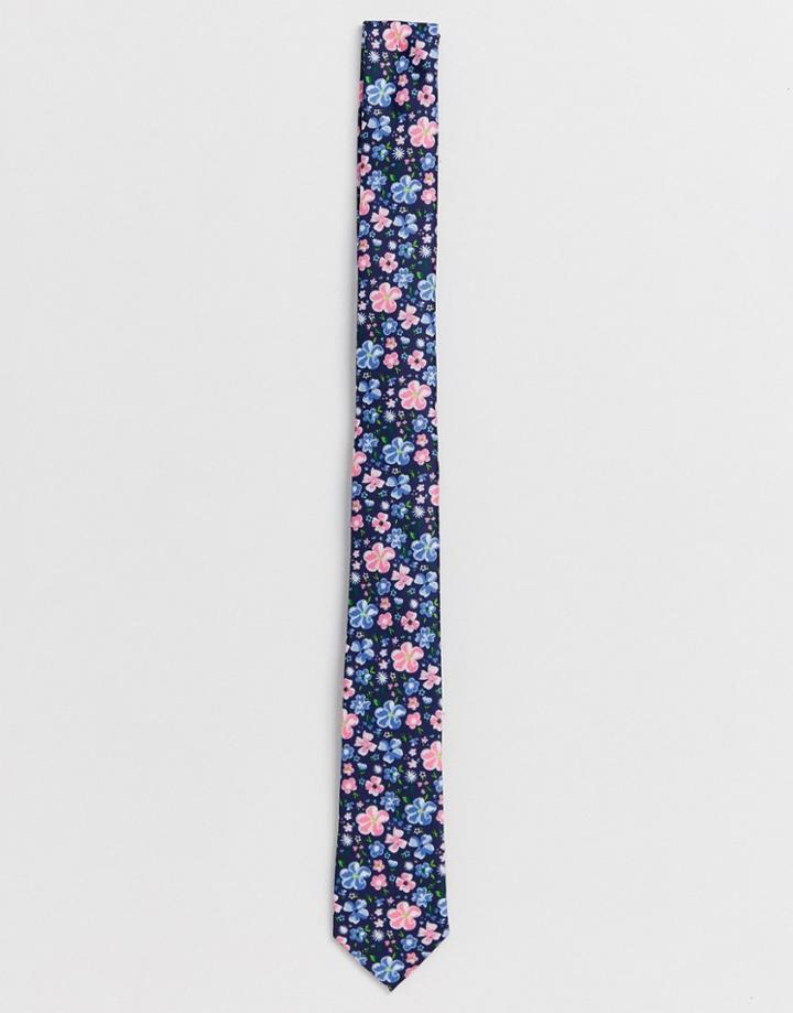 Asos Design Wedding Slim Floral Tie-multi