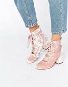 Asos Randa Lace Up Ankle Boots - Pink