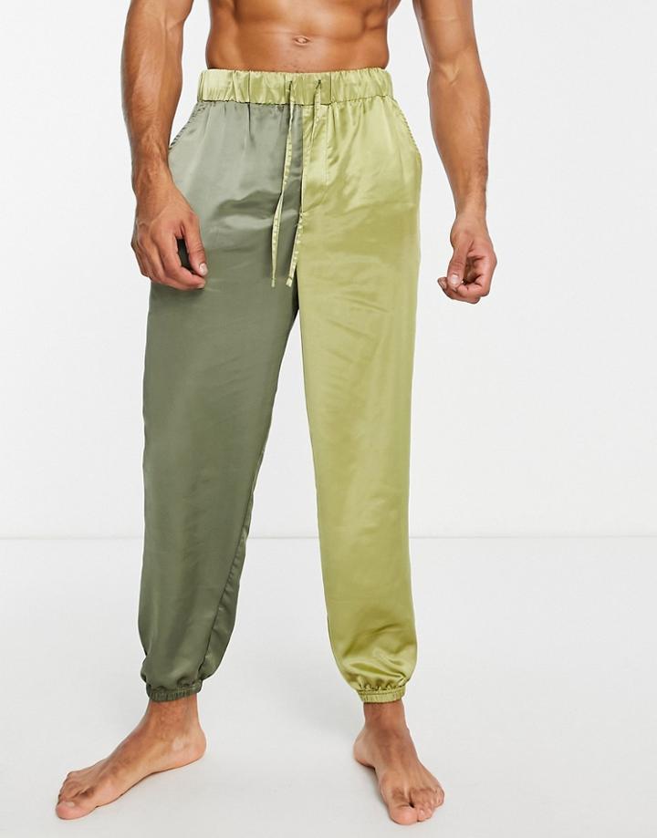 Asos Design Lounge Spliced Satin Sweatpants-multi
