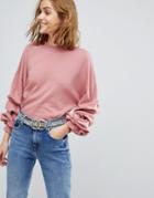 Vero Moda Puff Sleeve Sweatshirt - Pink
