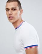 Asos Design Muscle T-shirt With Contrast Tipping In White - White