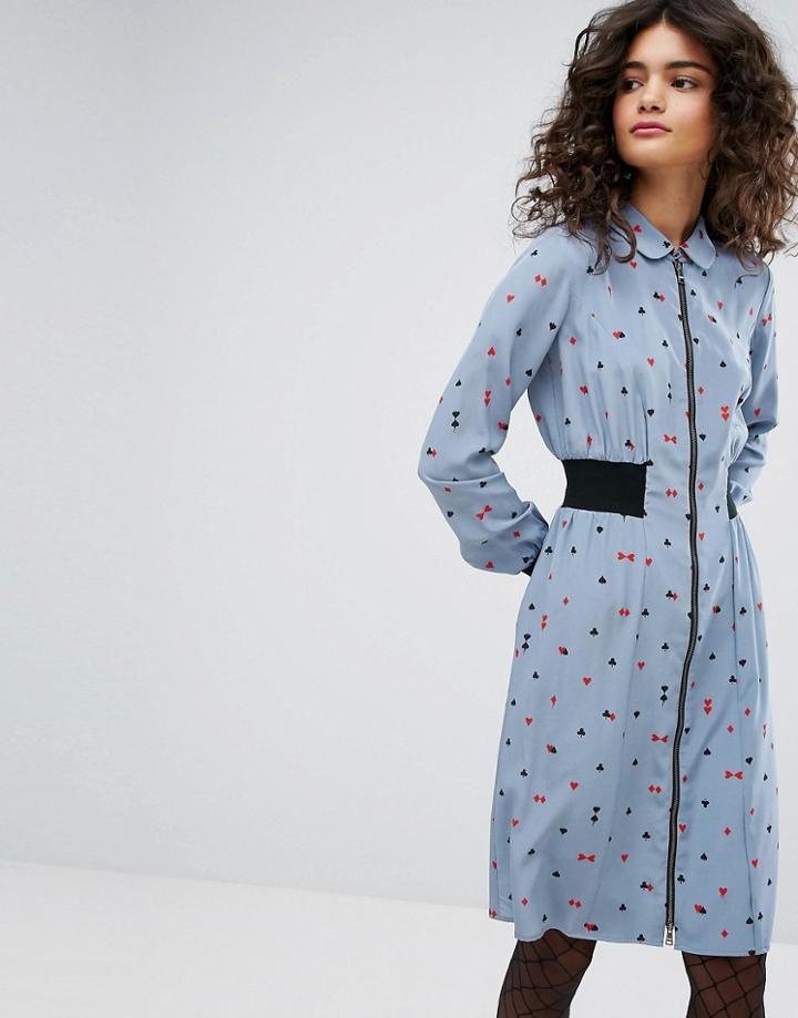 Sonia By Sonia Rykiel Playing Card Printed Silk Dress - Multi