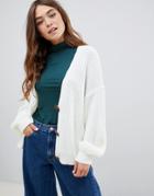 Asos Design Cardigan With Chunky Buttons - White