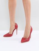 Lost Ink Red Croc Effect Heeled Pumps - Red