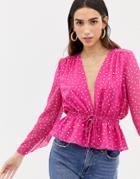 The East Order Taylor Long Sleeve Tie Waist Top-pink