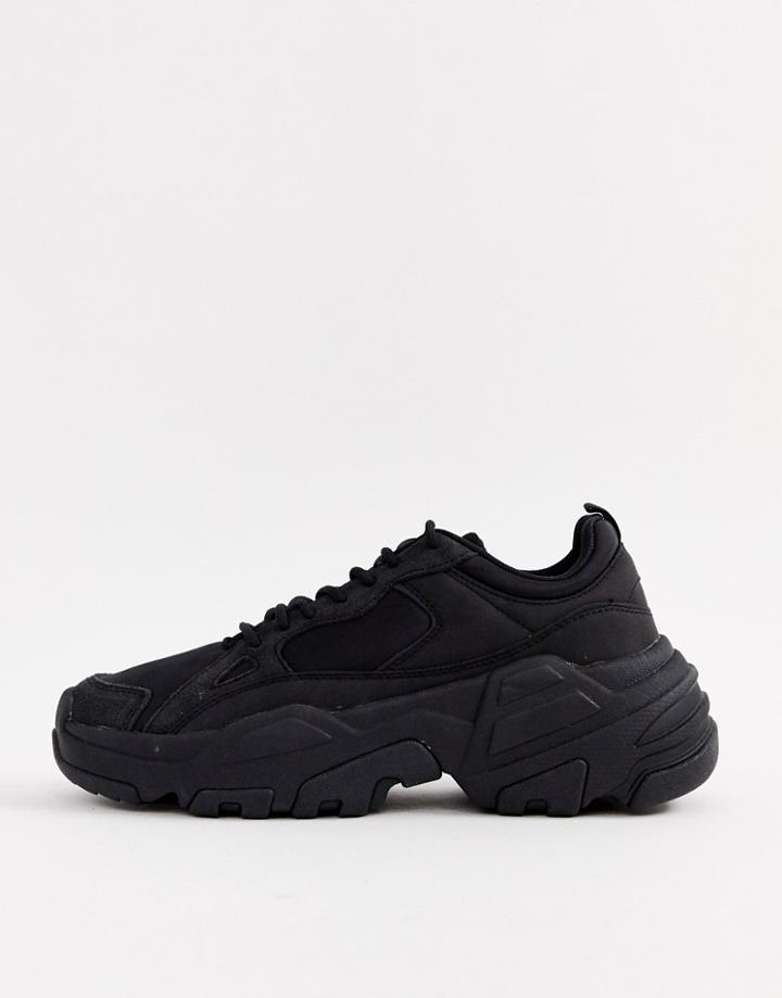Bershka Chunky Sneaker In Black - Black