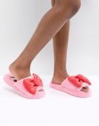 Hello Kitty X Asos Design Fluffy Bow Slipper - Pink