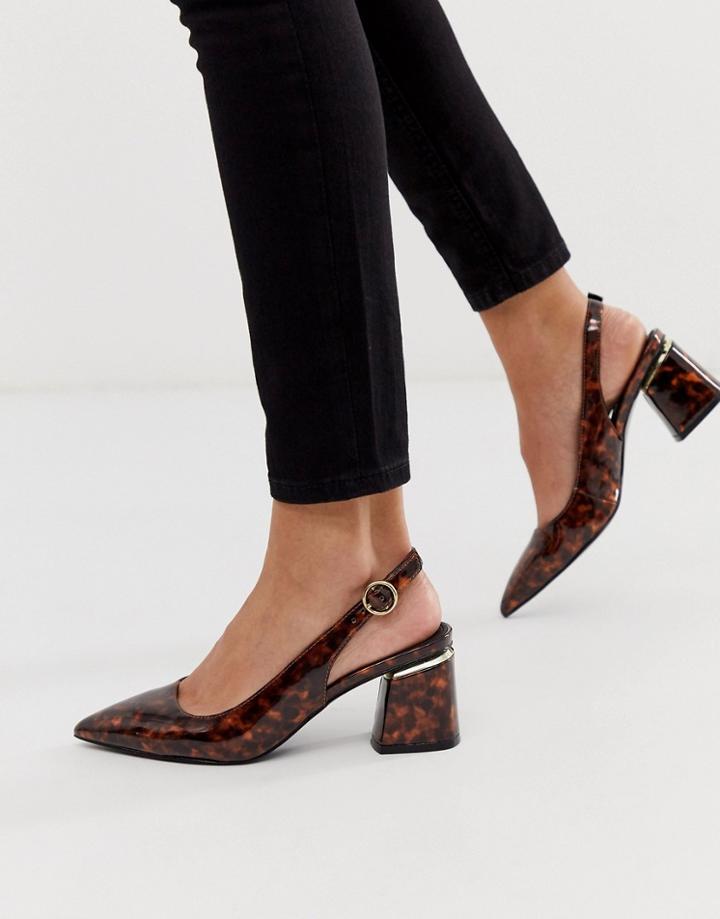 Asos Design Saucer Slingback Pointed Heels In Tortoise - Multi