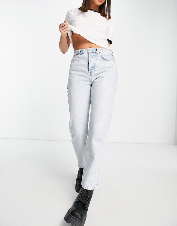 Topshop Recycled Cotton Blend Jeans In Bleach-blues