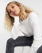 Vila Slash Neck Sweater In White-navy