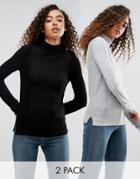 Asos Sweater With Roll Neck And Rib Detail 2 Pack - Multi