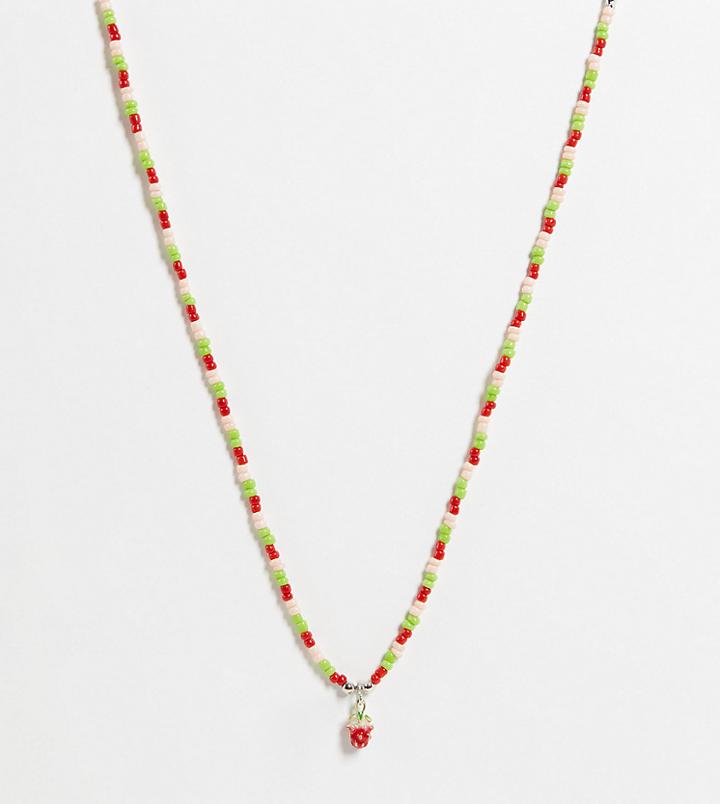 Daisy Street Exclusive Necklace With Strawberry In Multi