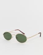 Jeepers Peepers Slim Oval Sunglasses In Gold - Gold