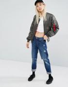 Alpha Industries Boyfriend Bomber Jacket - Gray