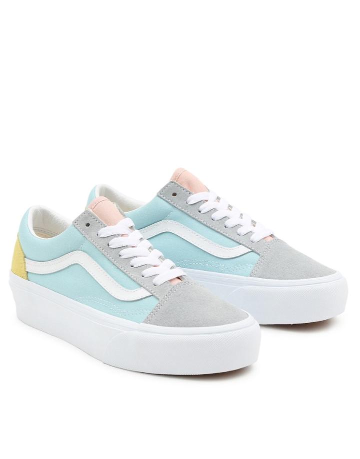 Vans Old Skool Platform Color Block Sneakers In Multi Pastel