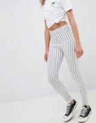 Asos Design Skinny Ponte Pinstripe Pants - White