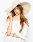 Asos Oversized Straw Hat With Crochet Insert - Natural