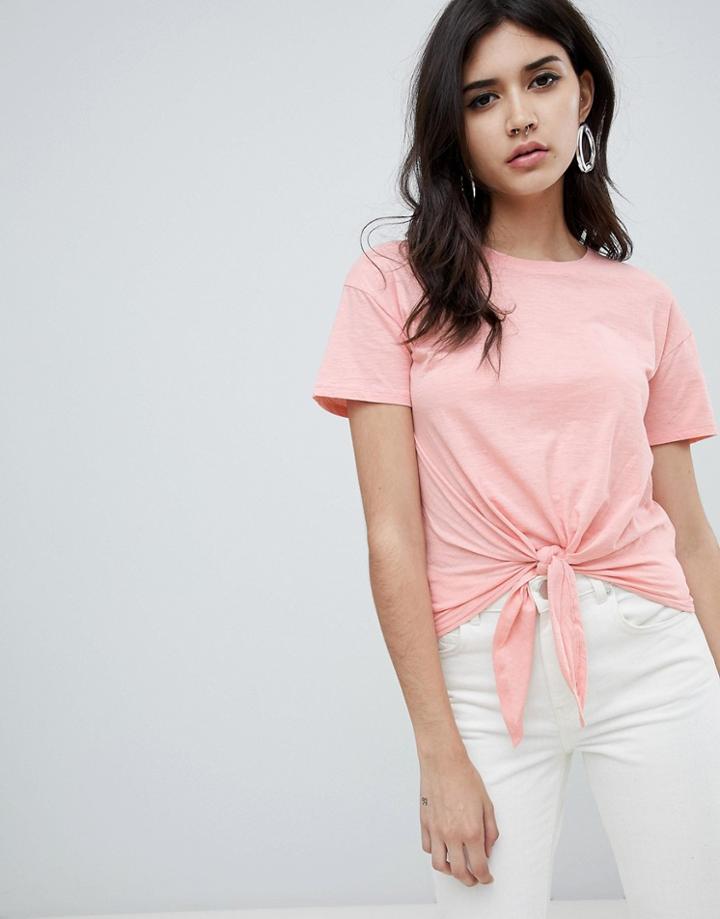 New Look Tie Front Tee - Orange