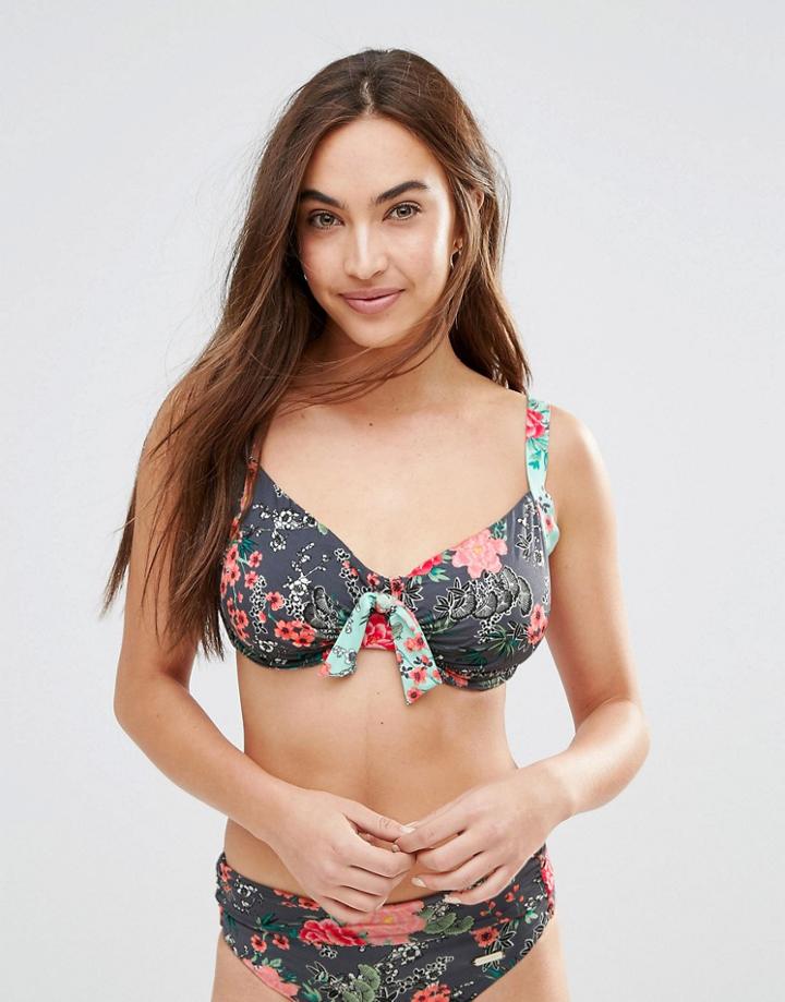 Sunseeker Dark Floral Bikini Top - Slate