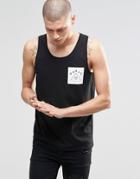 Asos Relaxed Longline Tank With Nomad Print - Black