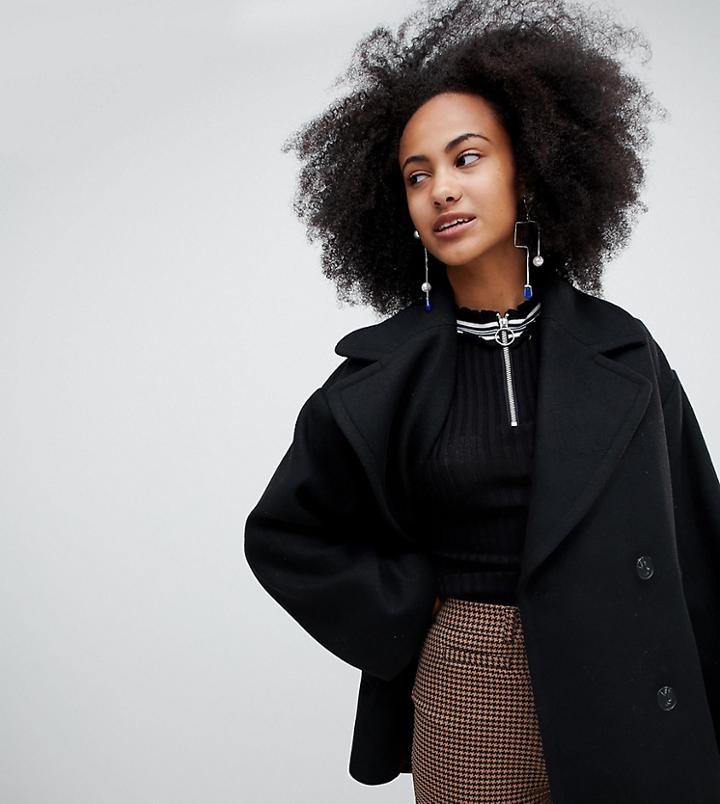 Monki Oversized Short Tailored Coat-black