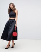 Closet London Full Prom Sateen Midi Skirt In Black - Black