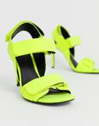 Asos Design Hazelnut Sporty Heeled Sandals In Neon Yellow - Yellow