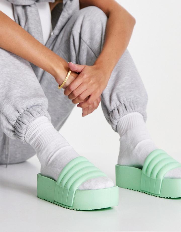 Asos Design Flori Flatform Slider In Mint Green