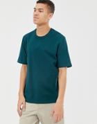 Asos White Loose Fit Heavyweight T-shirt In Dark Green - Green