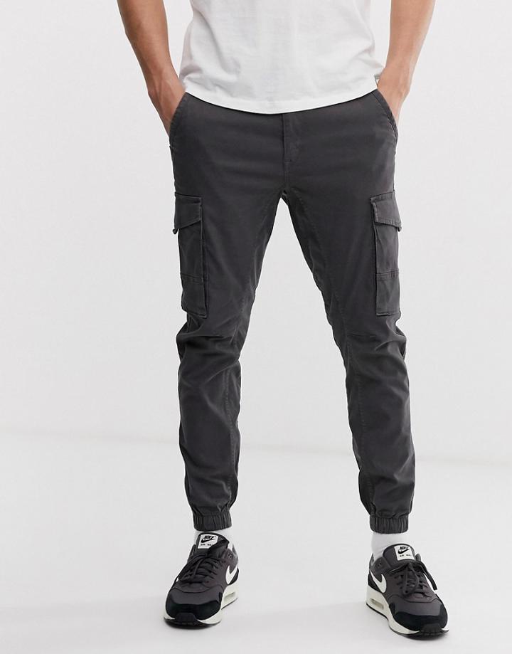 Jack & Jones Intelligence Cuffed Cargo Pants In Gray-grey